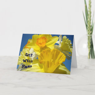 Cartes Remets-toi vite ! Fleur de jonquille jaune 