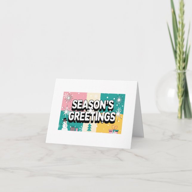 Cartes rétro de voeux pour les fêtes avec bonhomme (Devant)