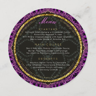 Cartes rondes de menu de mariage de dentelle de
