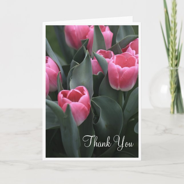 Cartes roses de Merci de tulipe (Devant)