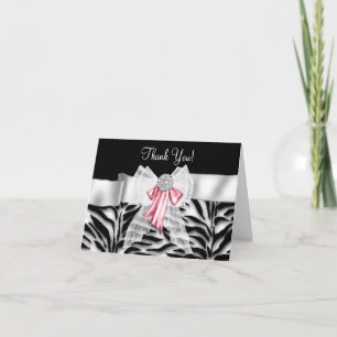 Cartes roses élégantes de Merci de zèbre