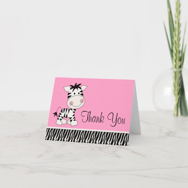 Cartes roses mignonnes de Merci de zèbre (Devant)