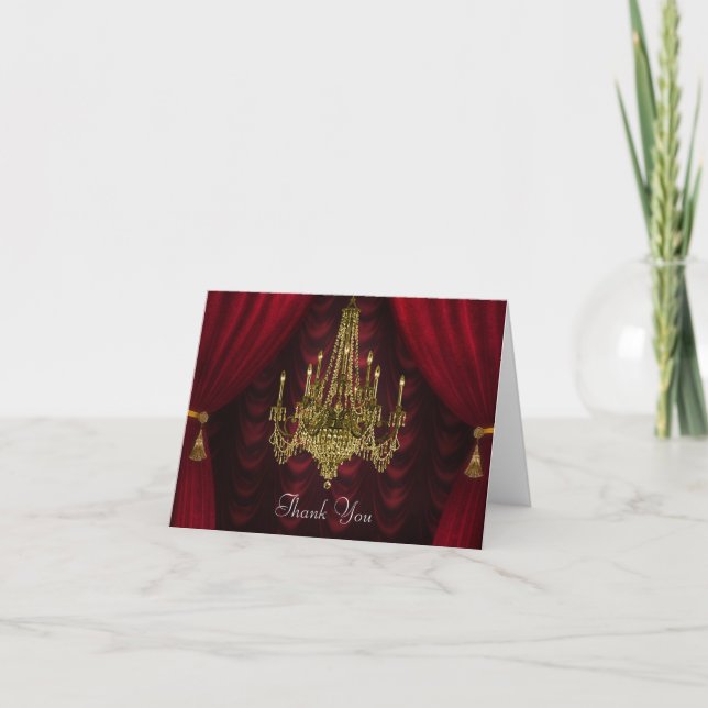 Cartes rouges de Merci de lustre d'or de Bourgogne (Devant)