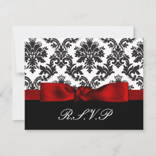 cartes rouges de rsvp de mariage damassé