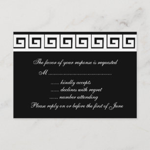 Cartes RSVP à clé grecque noire et blanche