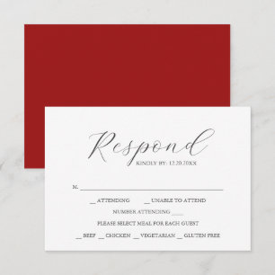 Cartes RSVP avec choix de repas rouge