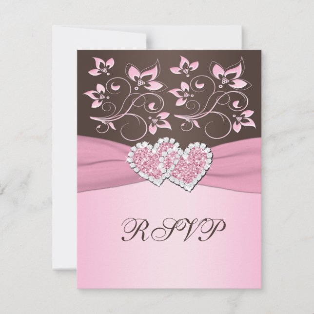 Cartes RSVP Cartes RSVP Rose et Brown Floral (Devant)