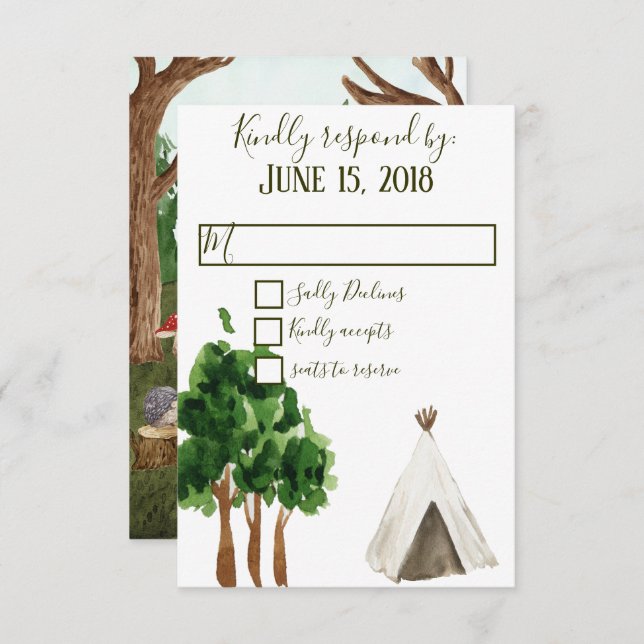 Cartes RSVP Dans La Forêt (Devant / Derrière)
