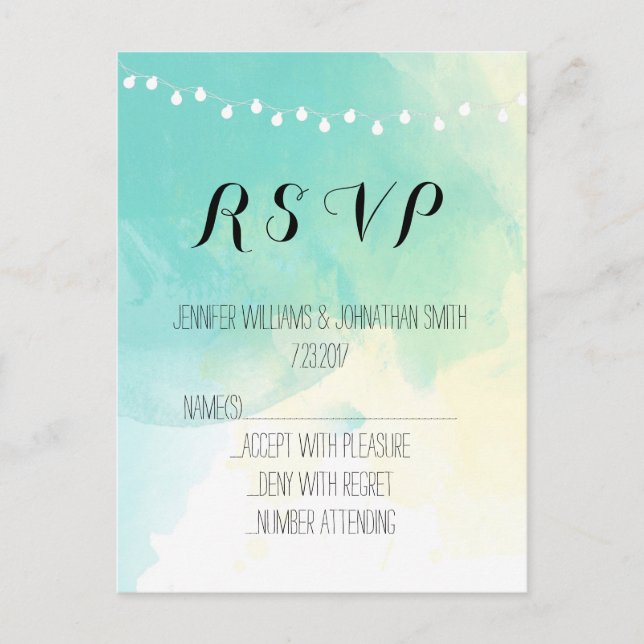 Cartes RSVP d'aquarelle marine (Devant)