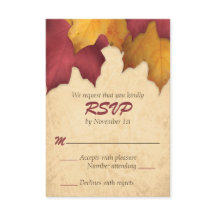 Cartes RSVP d'automne en or de Bourgogne rustique