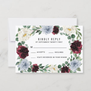 Cartes RSVP de la canneberge bleu et bordeaux Dust