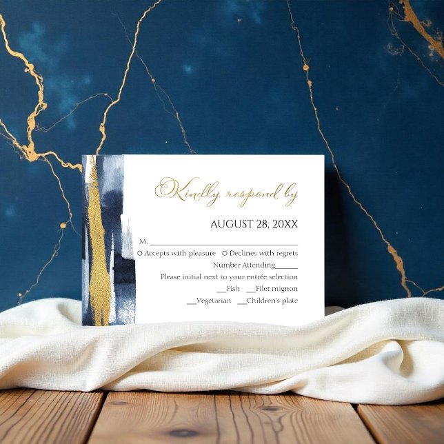 Cartes rsvp de mariage Abstraites | Aquarelle doré (Créateur téléchargé)