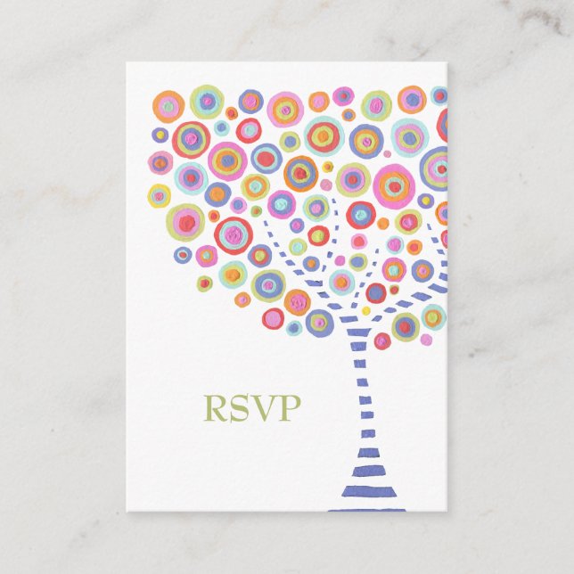 Cartes RSVP de mariage Arbre de cercles rétro (Devant)