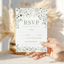Cartes RSVP de mariage aux fleurs blanches de euca