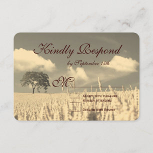 Cartes RSVP de mariage avec arbre unique rustique