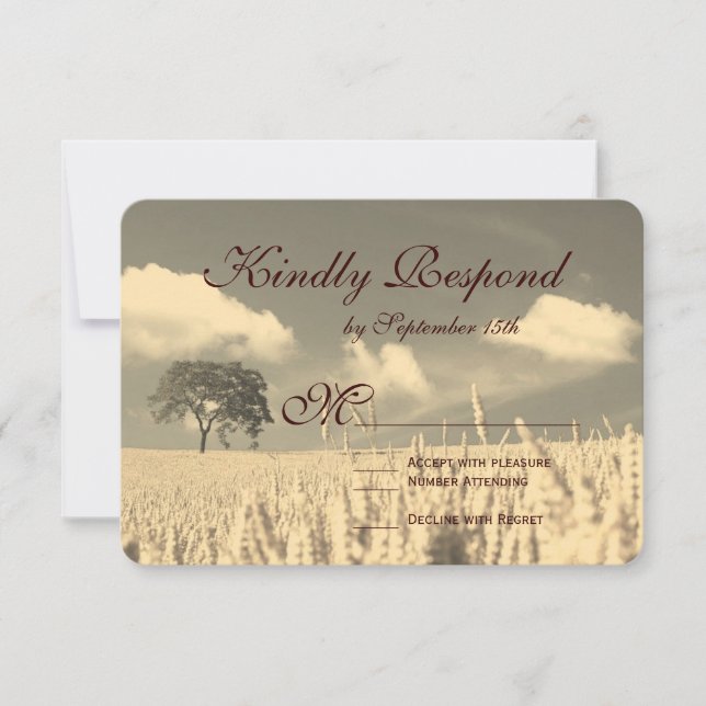 Cartes RSVP de mariage avec arbre unique rustique (Devant)
