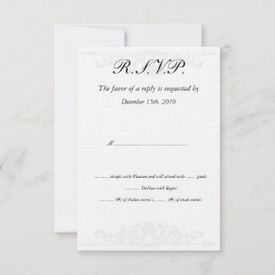 Cartes RSVP de mariage blanc/argenté élégantes