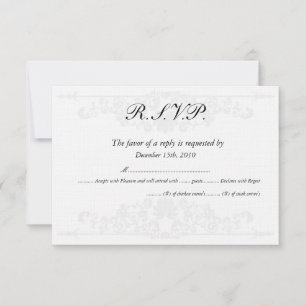 Cartes RSVP de mariage blanc/argenté élégantes