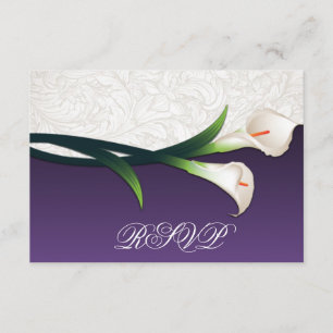 Cartes RSVP de mariage blanc et blanc en argent Ca