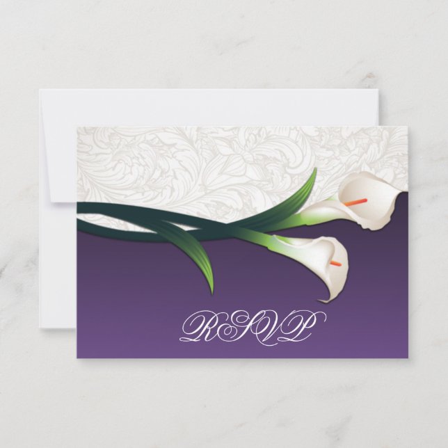 Cartes RSVP de mariage blanc et blanc en argent Ca (Devant)