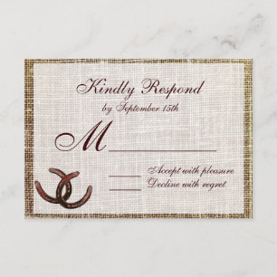 Cartes RSVP de Mariage campagnard en fer à cheval 