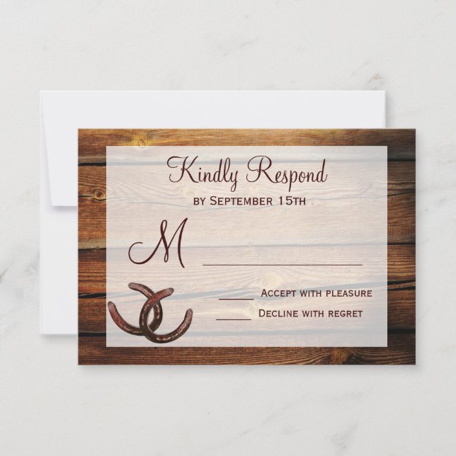 Cartes RSVP de Mariage campagnard en fer à cheval  (Devant)