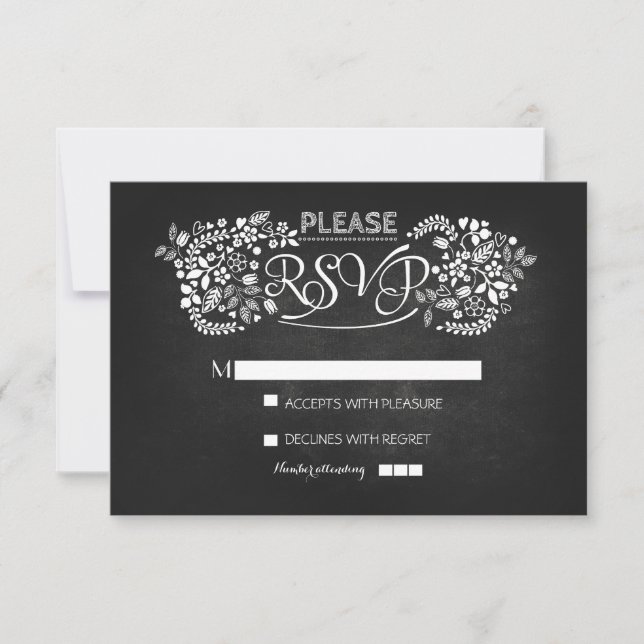 cartes RSVP de mariage Chalkboard (Devant)