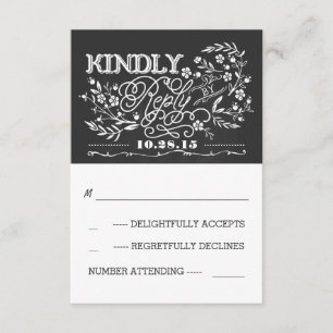 cartes RSVP de mariage Chalkboard