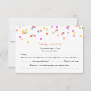 Cartes RSVP de Mariage Confetti Festive Moderne