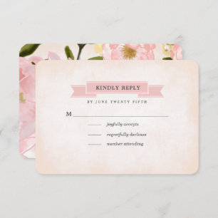 Cartes RSVP de mariage couleur d'aquarelle rose