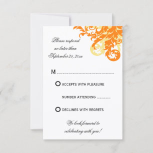 Cartes RSVP de mariage d'automne orange et jaune
