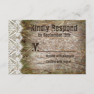 Cartes RSVP de Mariage de Chasse Camo Rustique Pay