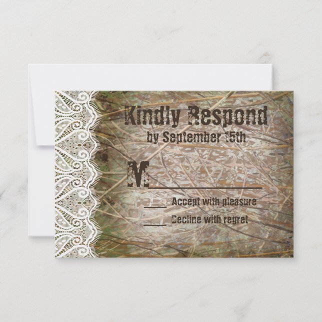 Cartes RSVP de Mariage de Chasse Camo Rustique Pay (Devant)
