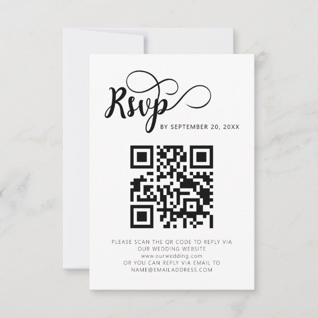Cartes RSVP de Mariage de code QR modernes (Devant)