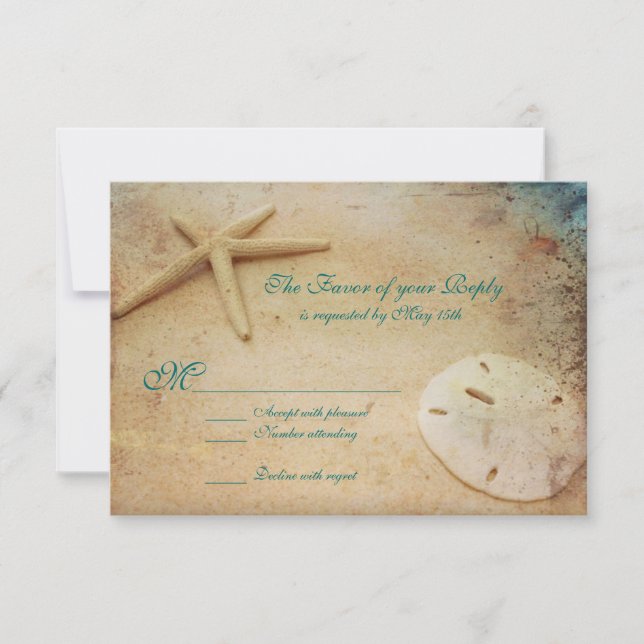 Cartes RSVP de mariage de destination de plage rus (Devant)