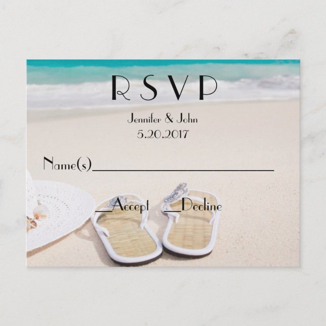 Cartes RSVP de mariage de destination plage (Devant)
