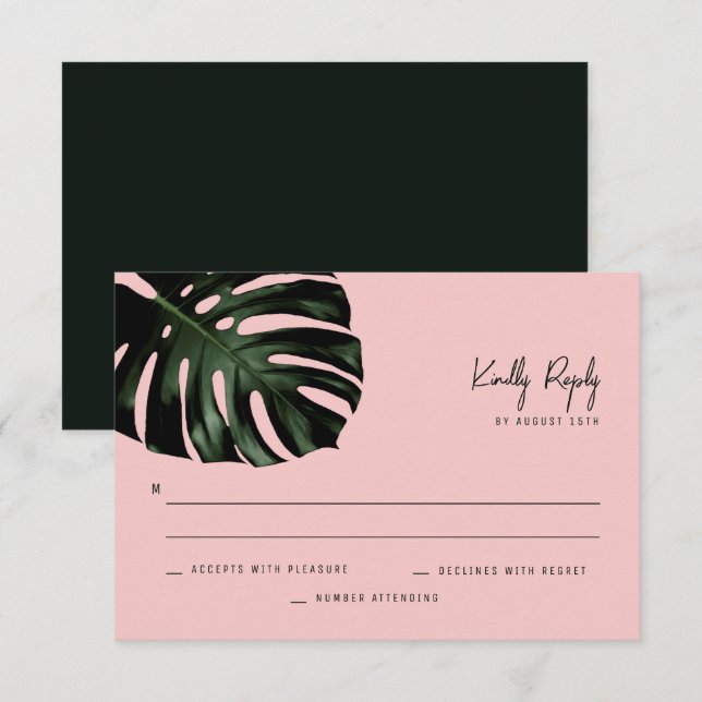 Cartes RSVP de mariage de destination tropicale mo (Devant / Derrière)