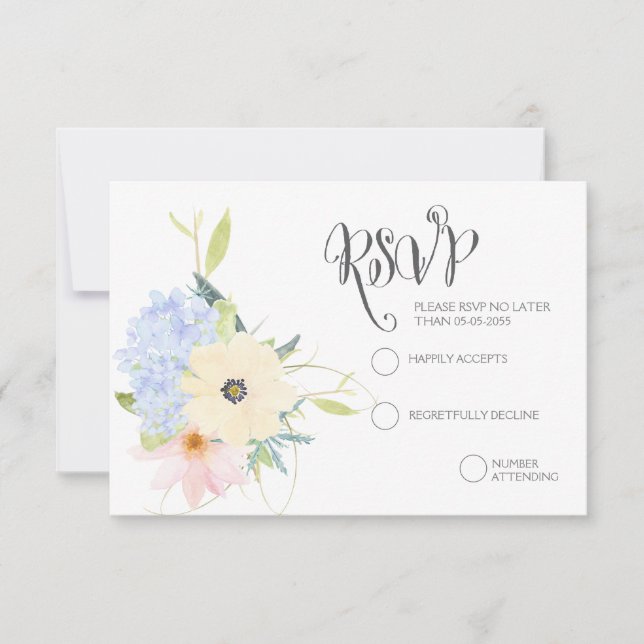 Cartes RSVP de mariage de germes floraux de printe (Devant)