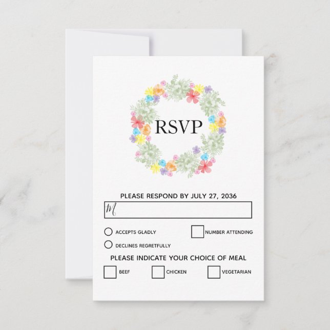 Cartes RSVP de mariage de germes floraux rustiques (Devant)