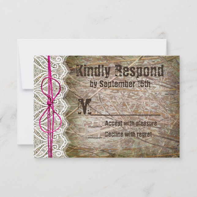 Cartes RSVP de mariage de la cou rose rustique (Devant)