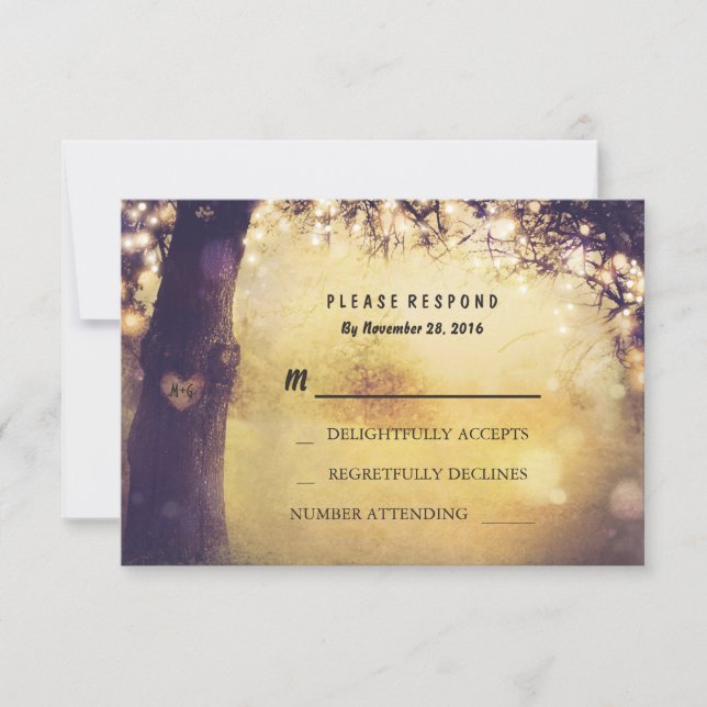 Cartes RSVP de mariage de l'arbre cardiaque (Devant)