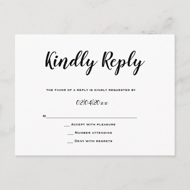 Cartes RSVP de mariage de réponse typographique (Devant)