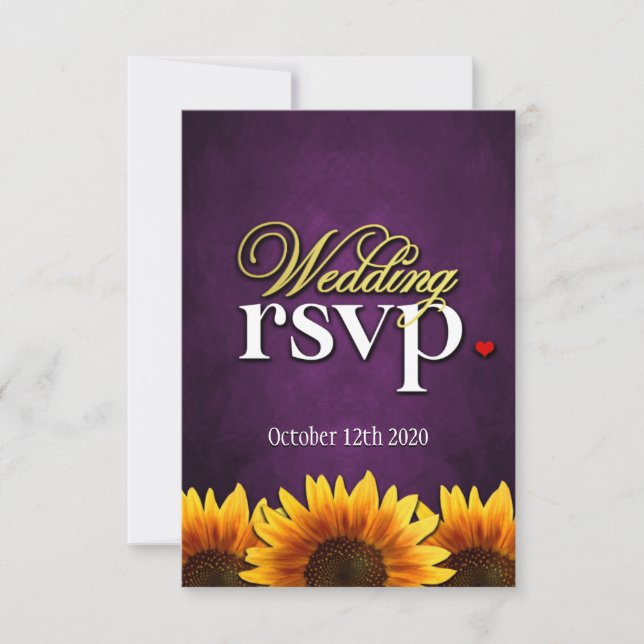 Cartes RSVP de Mariage de Tournesol en tableau vio (Devant)