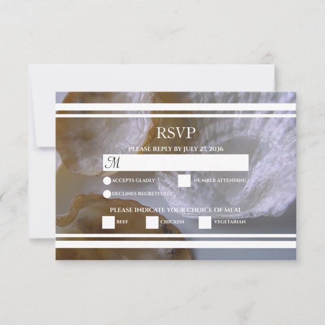 Cartes RSVP de mariage des palourdes de plage (Devant)