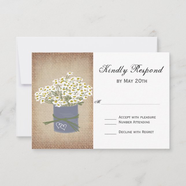 Cartes RSVP de mariage double coeur (Devant)