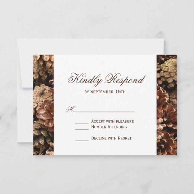 Cartes RSVP de mariage du pin rustique (Devant)