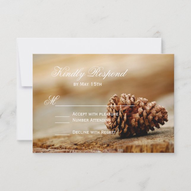 Cartes RSVP de mariage du pin rustique (Devant)