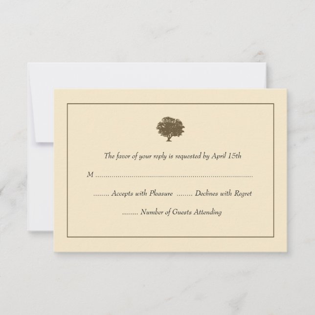 Cartes RSVP de mariage élégant dans l'arbre (Devant)
