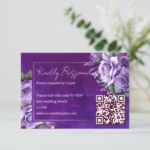 Cartes RSVP de mariage élégantes aux roses roses v