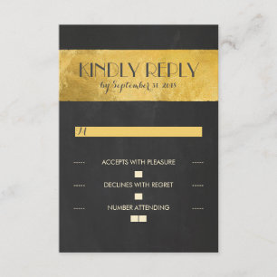 Cartes RSVP de mariage en carton or Chalkboard
